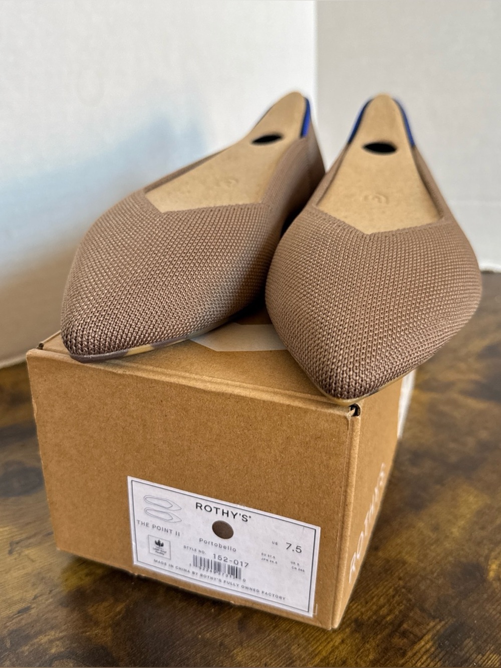 Rothy’s Women’s The Point II Flat Size 7.5 Portobello MSRP $159 NEW